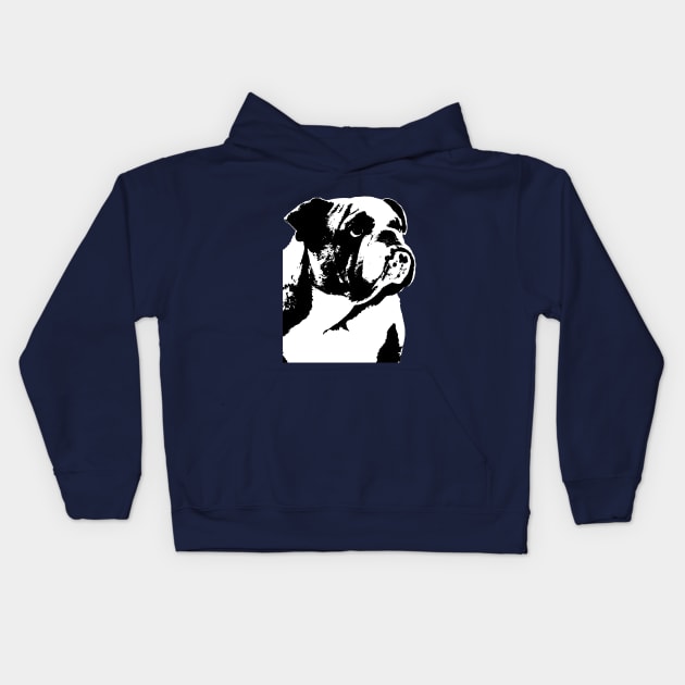 Bulldog B&W Kids Hoodie by GrizzlyVisionStudio